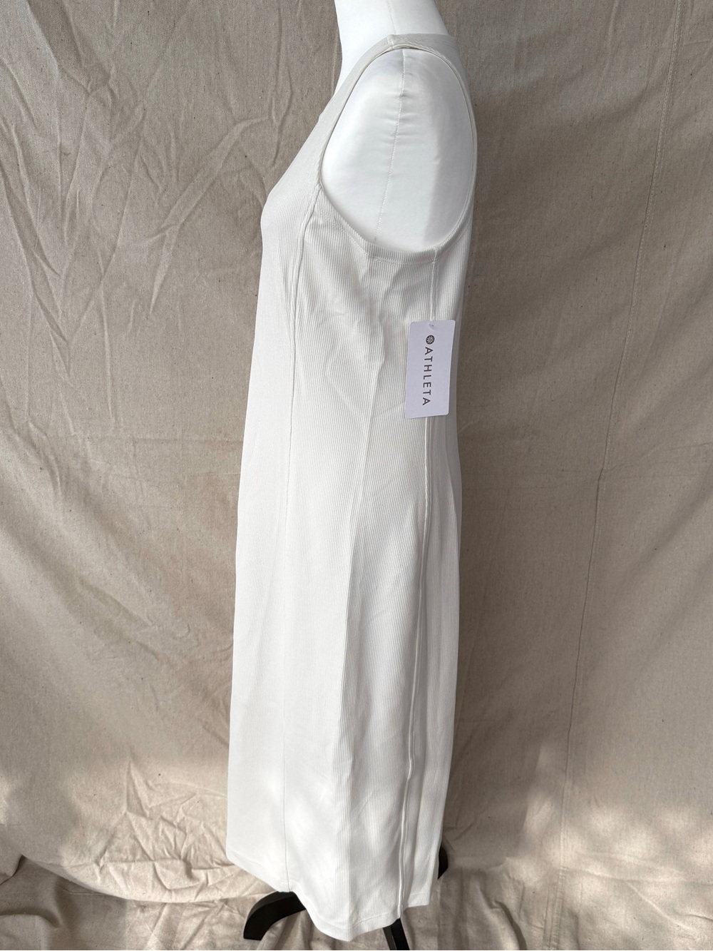Athleta M Seasoft Rib Midi Tank Sleeveless Dress Ivory NWT - Picture 4 of 8